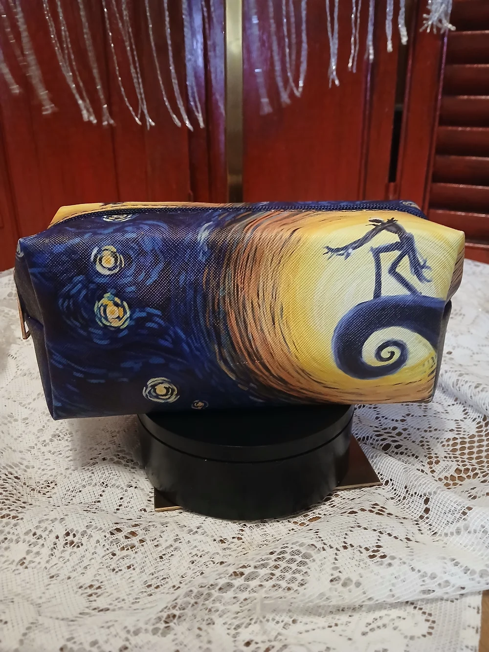 Nightmare Before Christmas Inspired Blue and Yellow Canvas Pouch